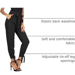 Women's Black Tie-Waist Pants